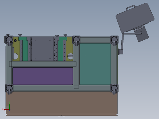 生产线检测打印追溯标签的机架工位3D模型后视缩略图