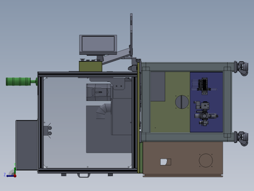生产线检测打印追溯标签的机架工位3D模型右视缩略图