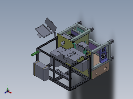 生产线检测打印追溯标签的机架工位3D模型正等轴测缩略图