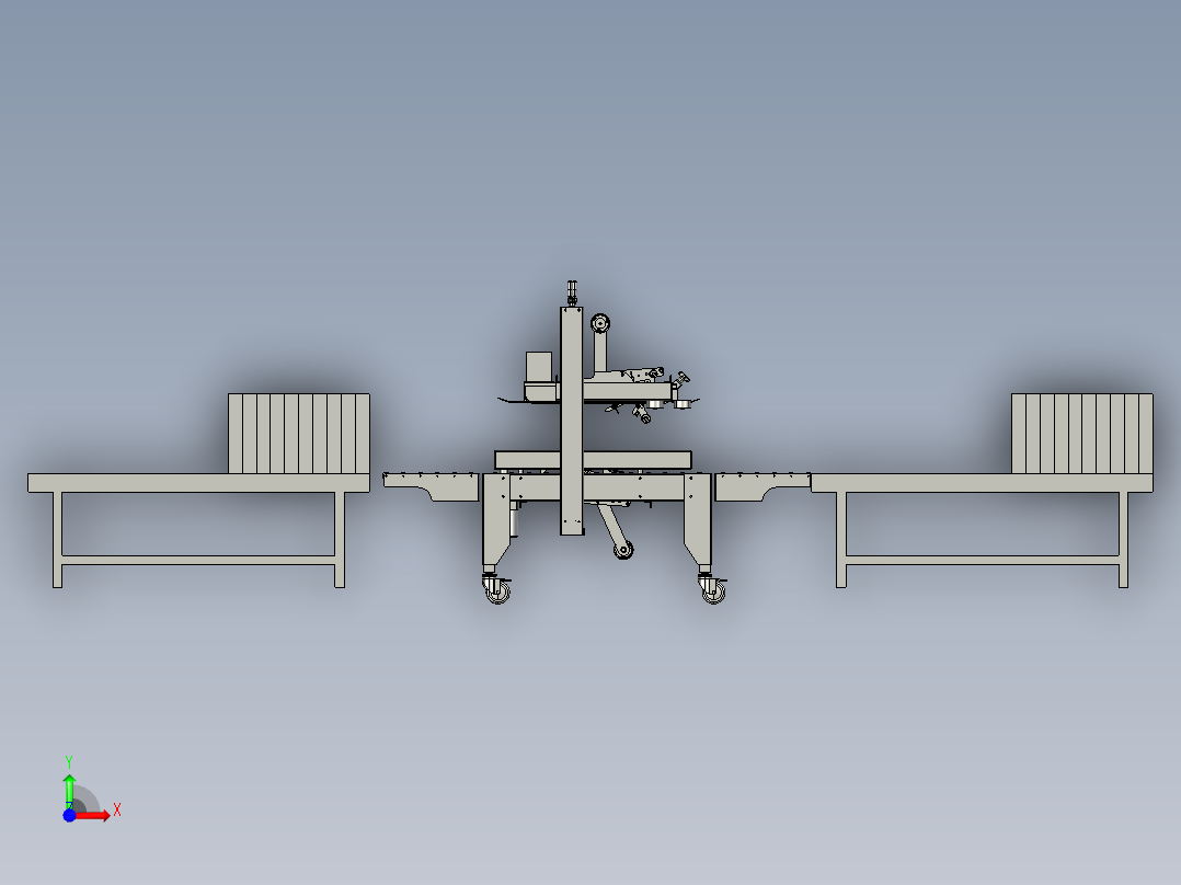 粘胶带模块及其纸箱封装机前视图