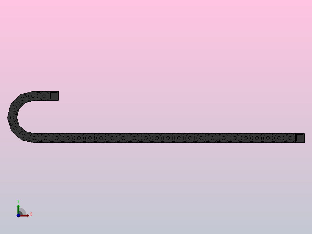 弯曲半径125内高35两侧打开型封闭式拖链_DMD35CD-35-150-125R-30前视图