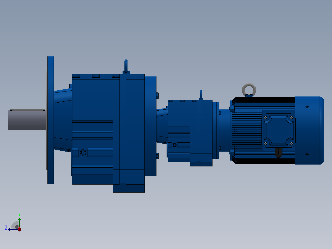 RF107R77法兰轴伸式组合型斜齿轮减速机RF107R77-Y4-4P-112M-M1-0°-Φ350右视图