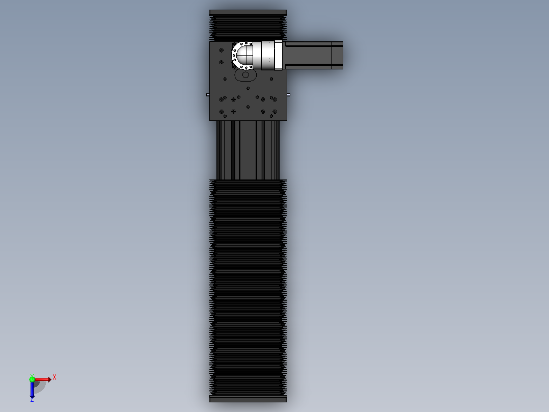 DMG135-RCR齿轮齿条模组直线滑台（电机右折）[DMG135-L11S500-DT400-C2U-RCR-P7]俯视图