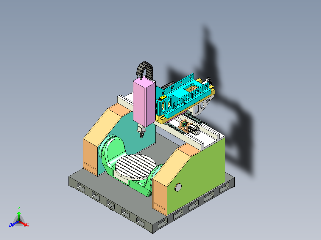 5轴3D打印机正等轴测图