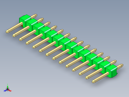 彩色公头100mil（2.54mm）系列-DS1021_green_1x14p_100mil_Type1_rev1.0
