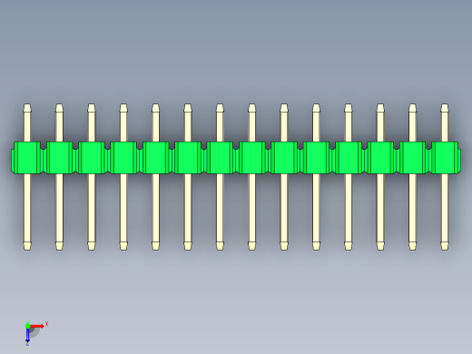 彩色公头100mil（2.54mm）系列-DS1021_green_1x14p_100mil_Type1_rev1.0俯视缩略图