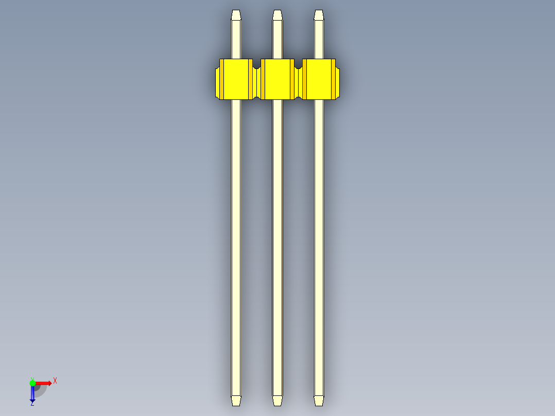 彩色公头100mil（2.54mm）系列-DS1021_yellow_2x03p_100mil_Type19_rev1.0俯视图