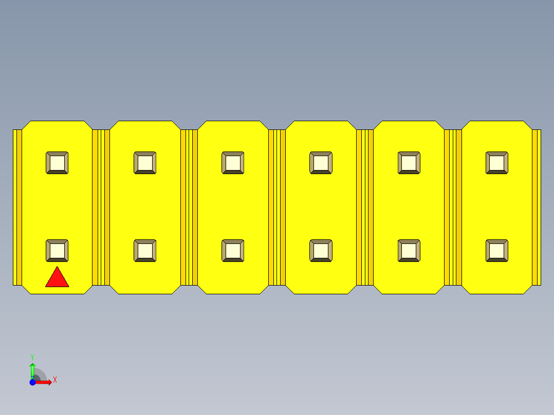 彩色公头100mil（2.54mm）系列-DS1021_yellow_2x06p_100mil_Type1_rev1.0前视图
