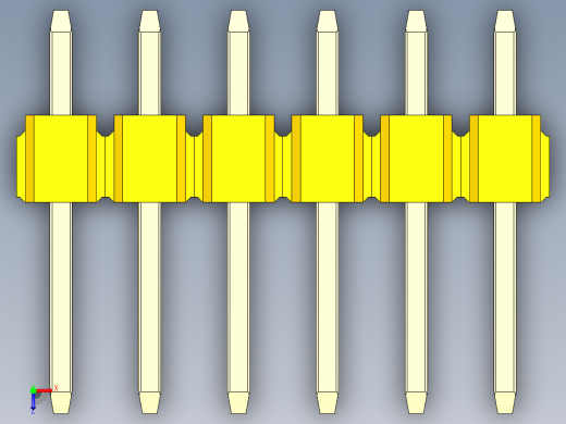 彩色公头100mil（2.54mm）系列-DS1021_yellow_2x06p_100mil_Type1_rev1.0俯视缩略图