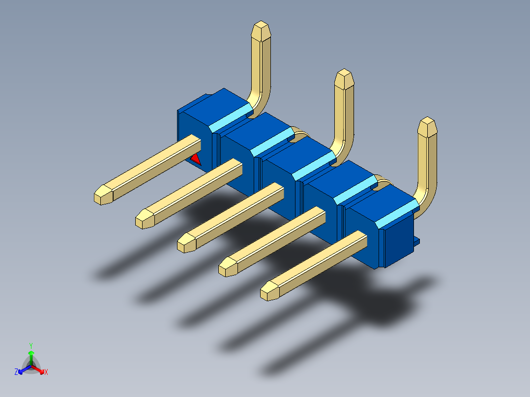 彩色公排针 100mil 2.54mm 系列-DS1022_blue_05p_100mil_Type_SMT_R1_rev1.0主视图