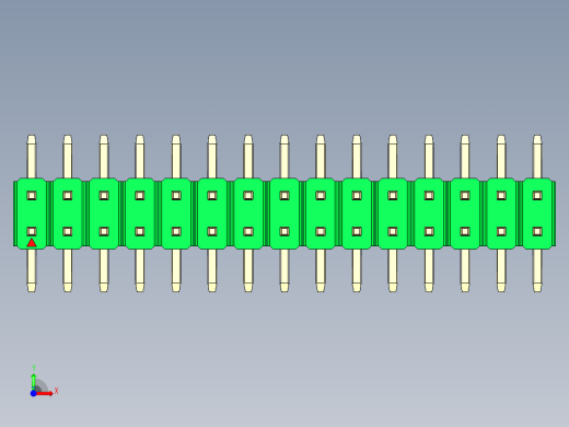 彩色公排针 100mil 2.54mm 系列-DS1022_green_30p_100mil_TypeSMT_rev1.0前视缩略图