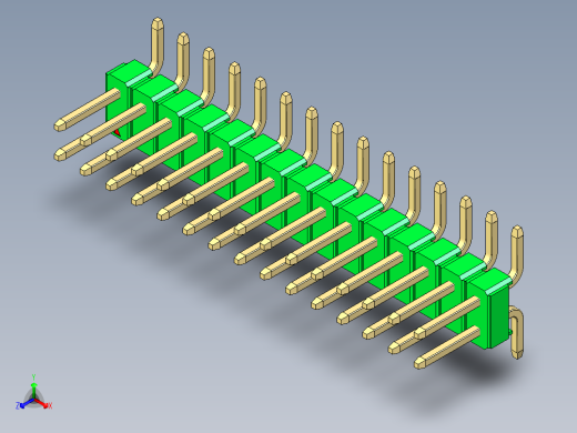 彩色公排针 100mil 2.54mm 系列-DS1022_green_30p_100mil_TypeSMT_rev1.0正等轴测缩略图