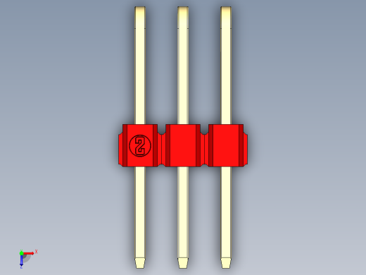 彩色公排针 100mil 2.54mm 系列-DS1022_red_3x03p_100mil_TypeD_rev1.0俯视缩略图