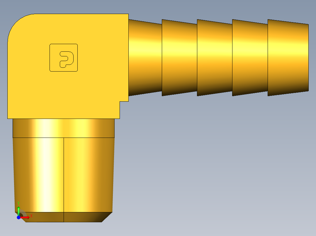 倒齿式工业管接头Hose Barb 90Deg Elbow to Male Pipe 129HB-6-4前视图