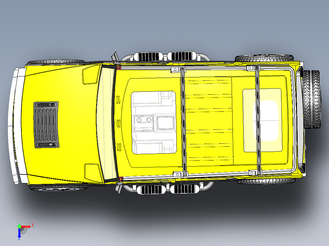 全地形悍马车三维建模俯视图