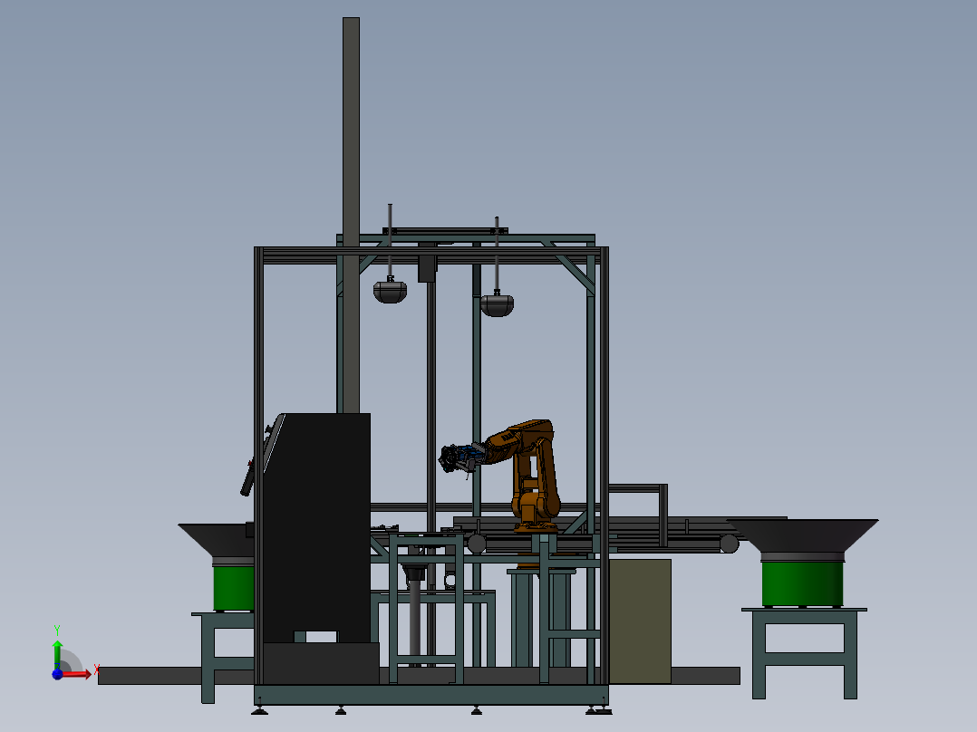 高端机器人双振动盘自动装配前视图
