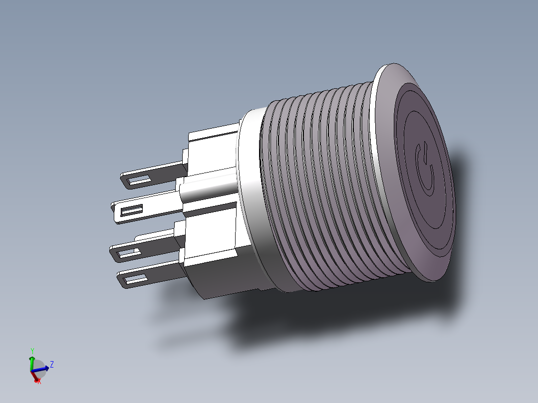 22mm金属按钮三维主视图