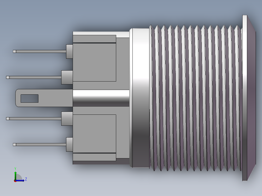 22mm金属按钮三维左视图