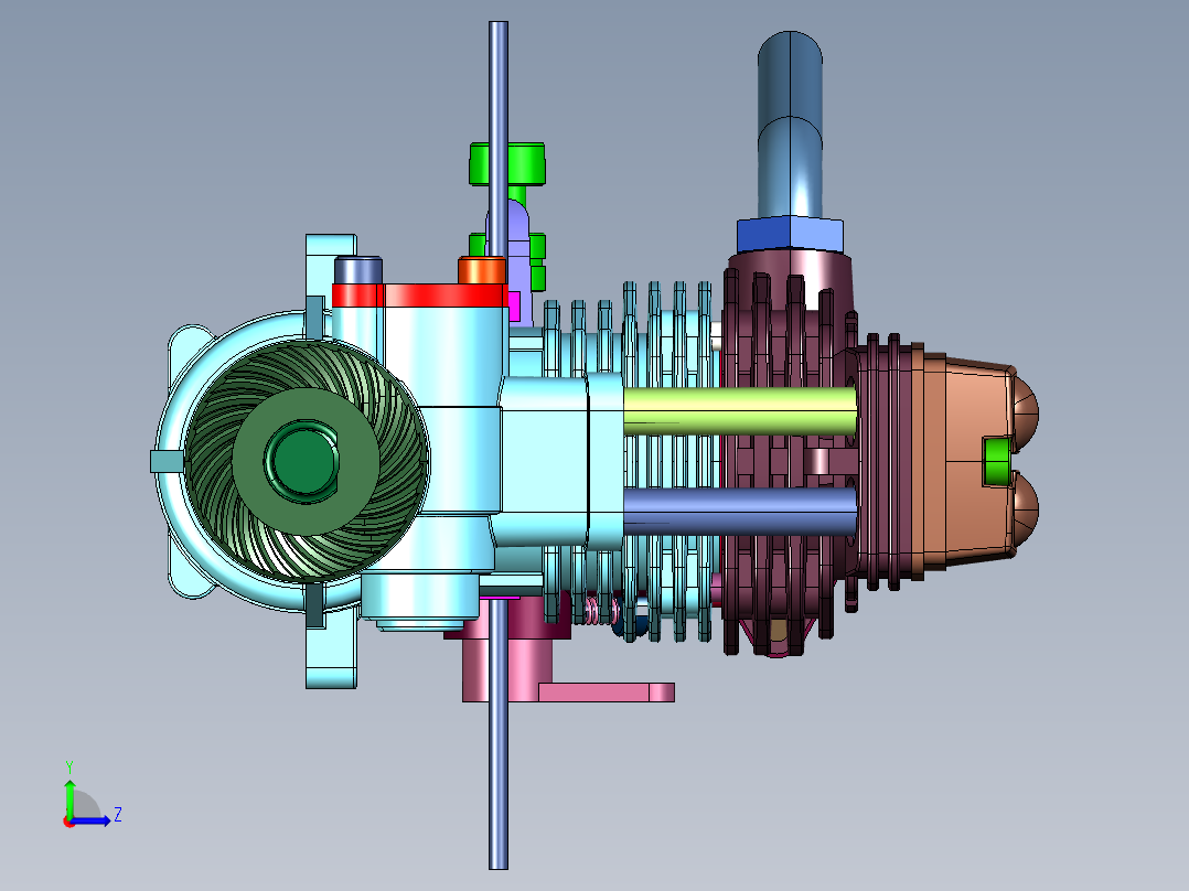 汽油单缸发动机左视图