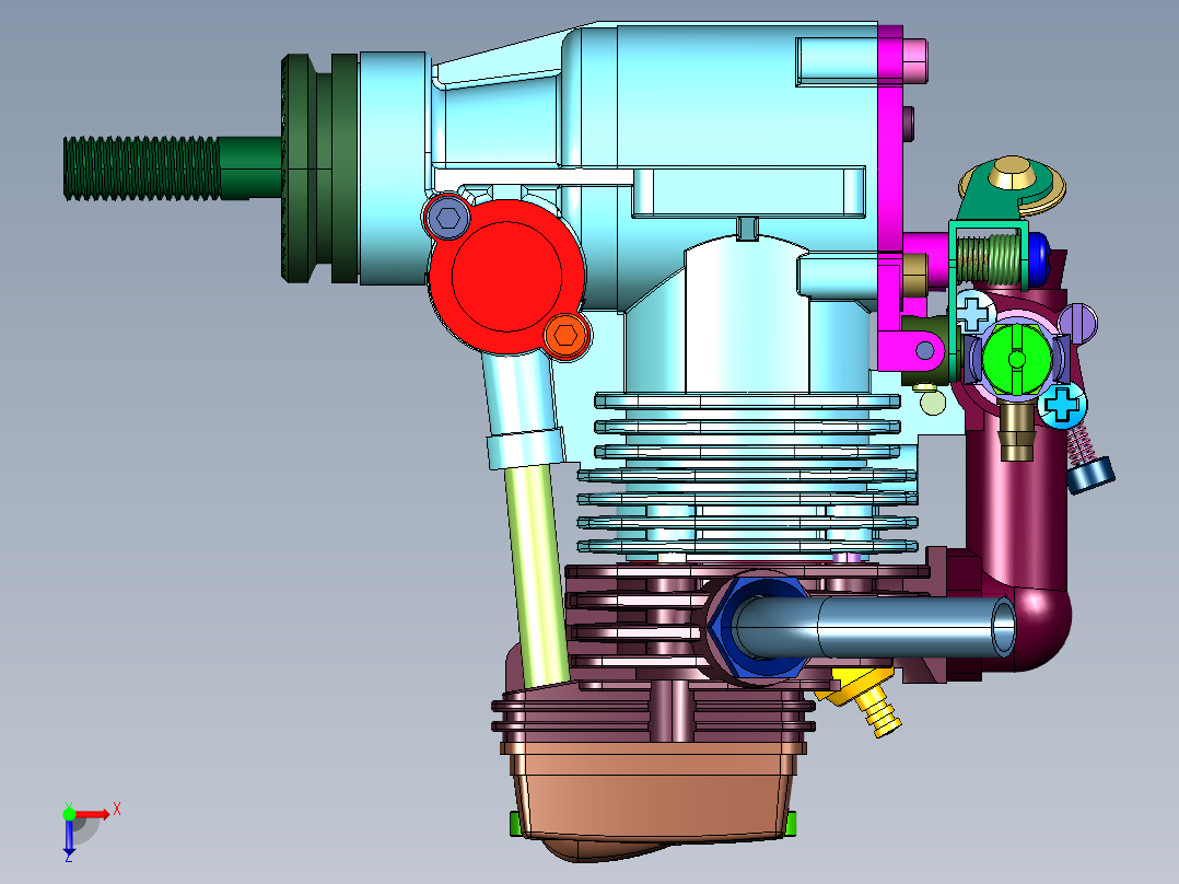 汽油单缸发动机俯视图