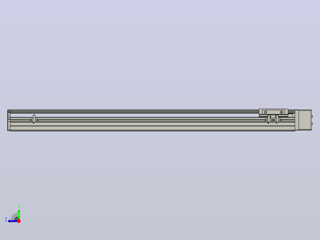 SYS12-BL-700-200W滚珠花健、支撑座、滚珠丝杠、交叉导轨、直线模组.STEP右视图