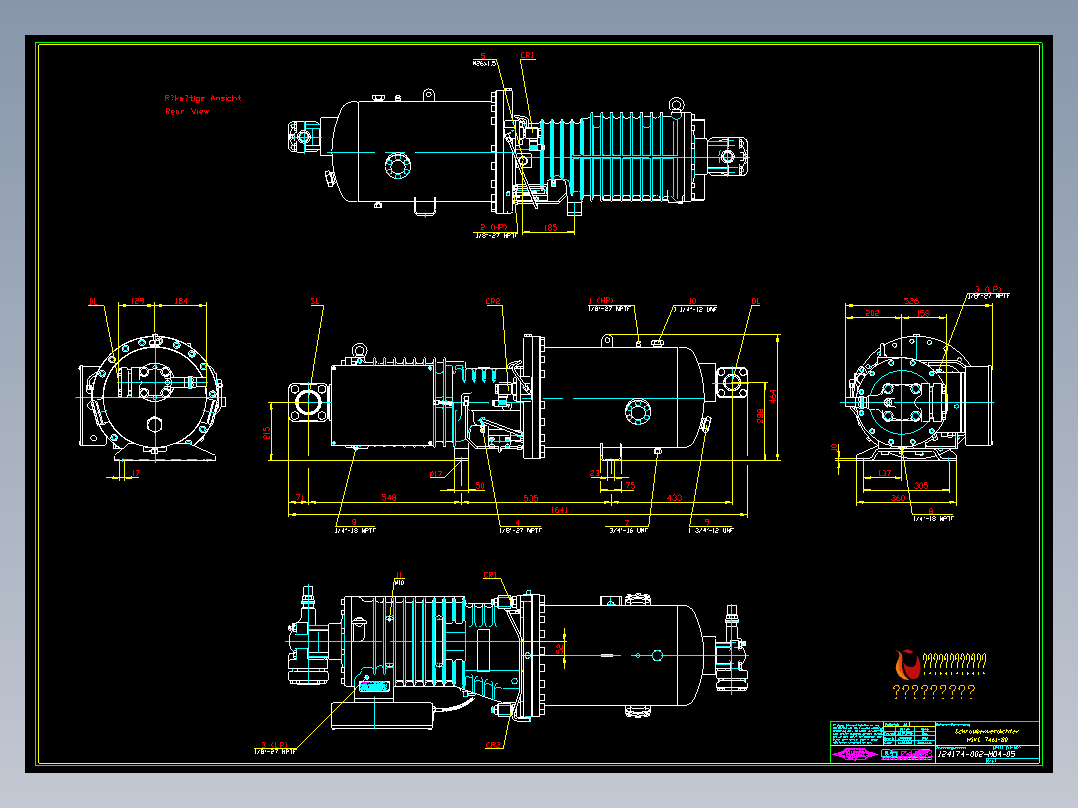 整体型螺杆压缩机的图纸
