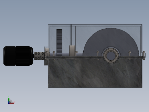 二级圆柱直齿轮与锥齿轮组合减速箱3D图纸 Solidworks设计前视缩略图