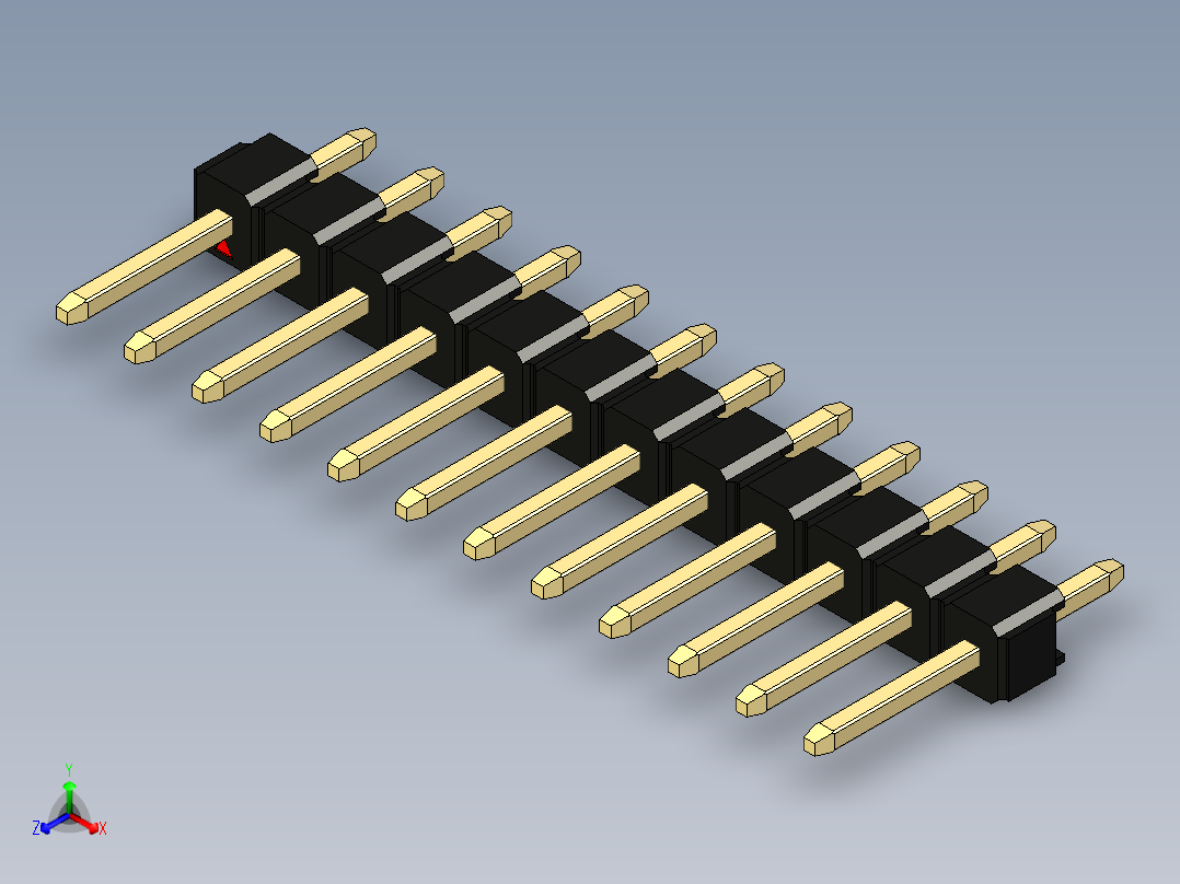 彩色公头100mil（2.54mm）系列-DS1021_black_1x12p_100mil_Type1_rev1.0主视图
