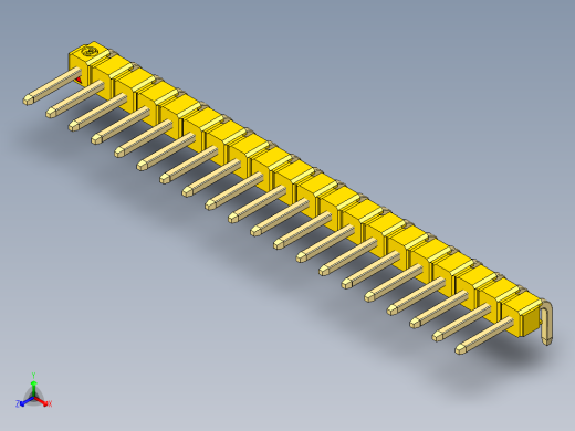 彩色公排针 100mil 2.54mm 系列-DS1022_yellow_1x20p_100mil_TypeD_rev1.0