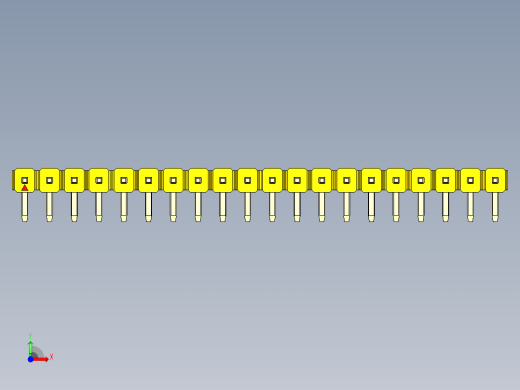 彩色公排针 100mil 2.54mm 系列-DS1022_yellow_1x20p_100mil_TypeD_rev1.0前视缩略图