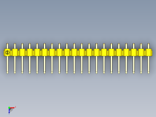 彩色公排针 100mil 2.54mm 系列-DS1022_yellow_1x20p_100mil_TypeD_rev1.0俯视缩略图
