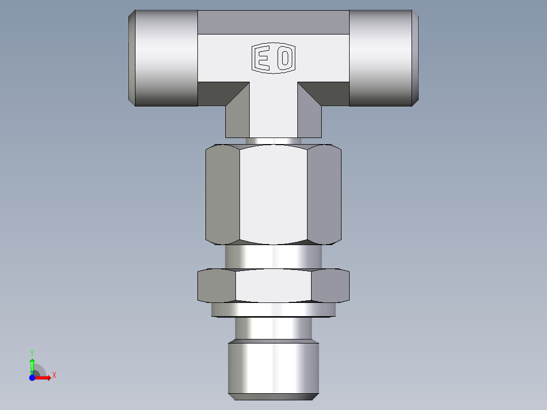 卡套式工业通用硬管接头EO_Assembled_adjustable_standpipe_branch_tee_EVT08LROMD71前视图