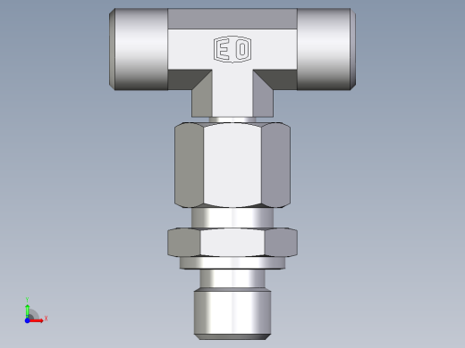 卡套式工业通用硬管接头EO_Assembled_adjustable_standpipe_branch_tee_EVT08LROMD71前视缩略图