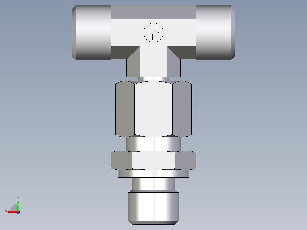 卡套式工业通用硬管接头EO_Assembled_adjustable_standpipe_branch_tee_EVT08LROMD71后视图