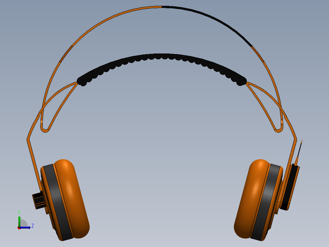 27头戴耳机3D数模图纸 Solidworks设计左视图