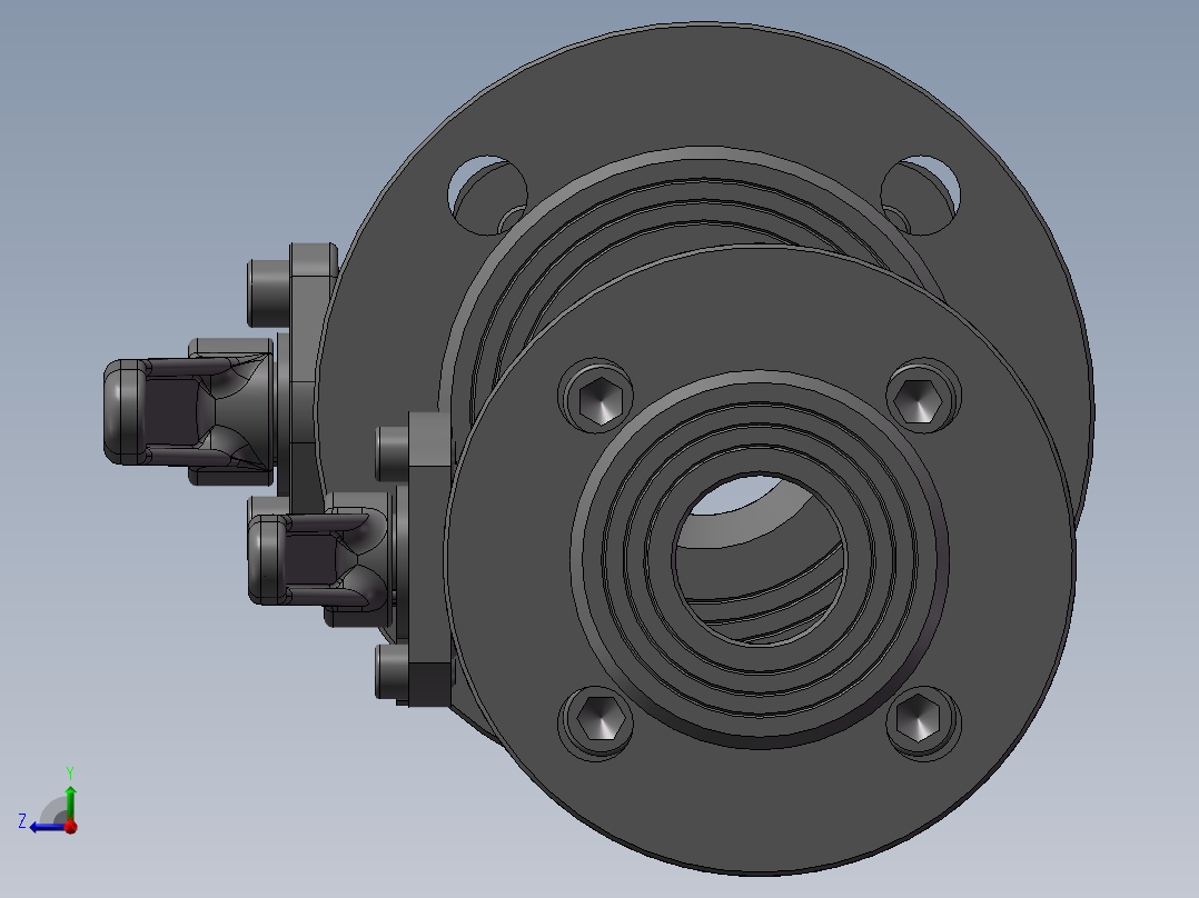 2款DSQ41F-16dn65型手动球阀模型右视图