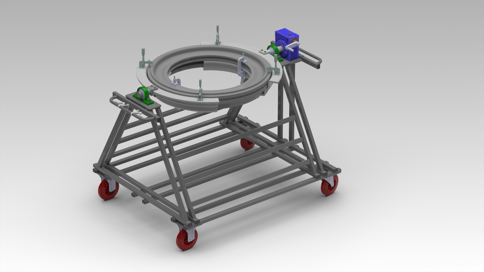 推车设计用于携带重量为 200 公斤的钢盘