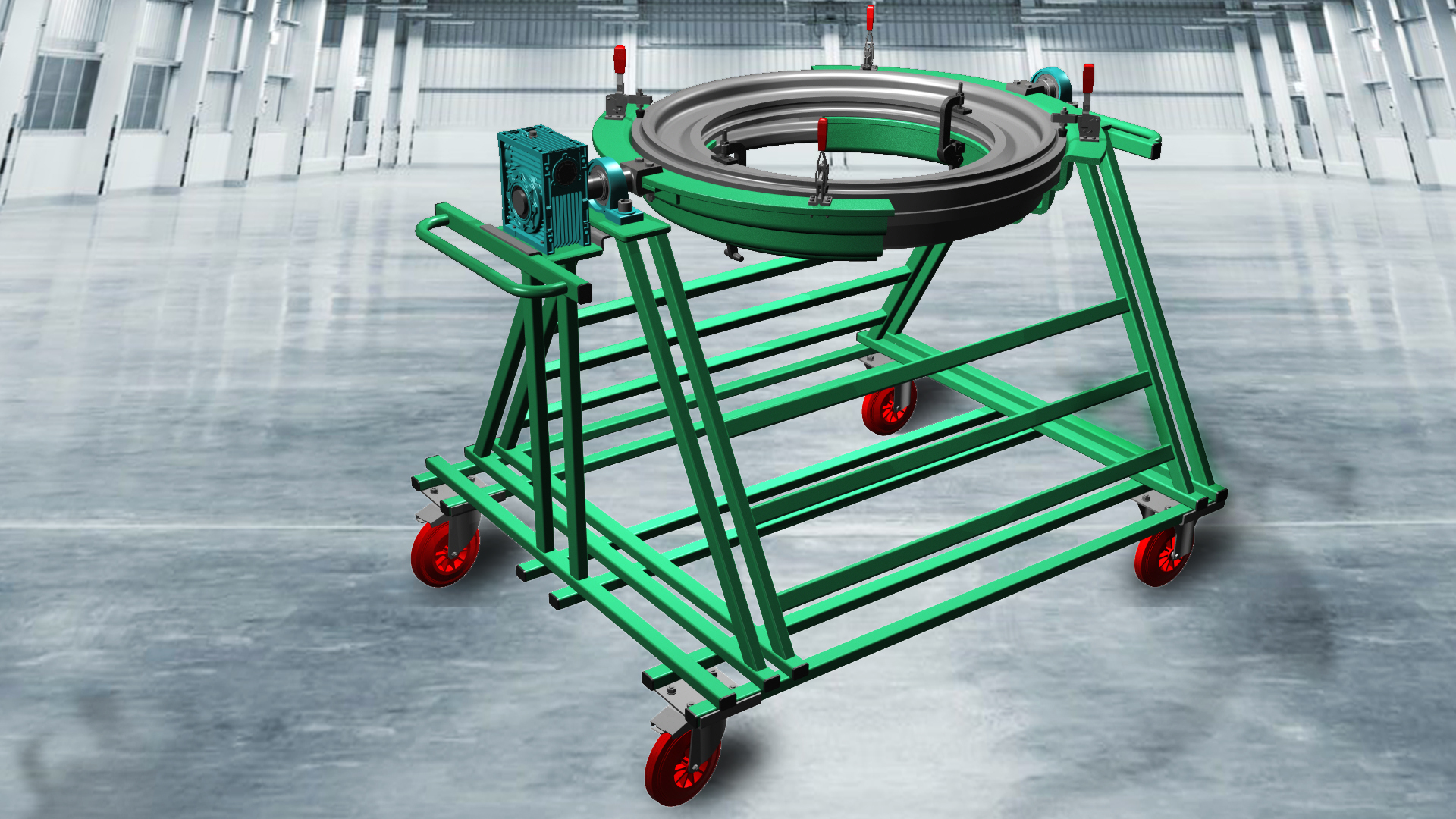 推车设计用于携带重量为 200 公斤的钢盘