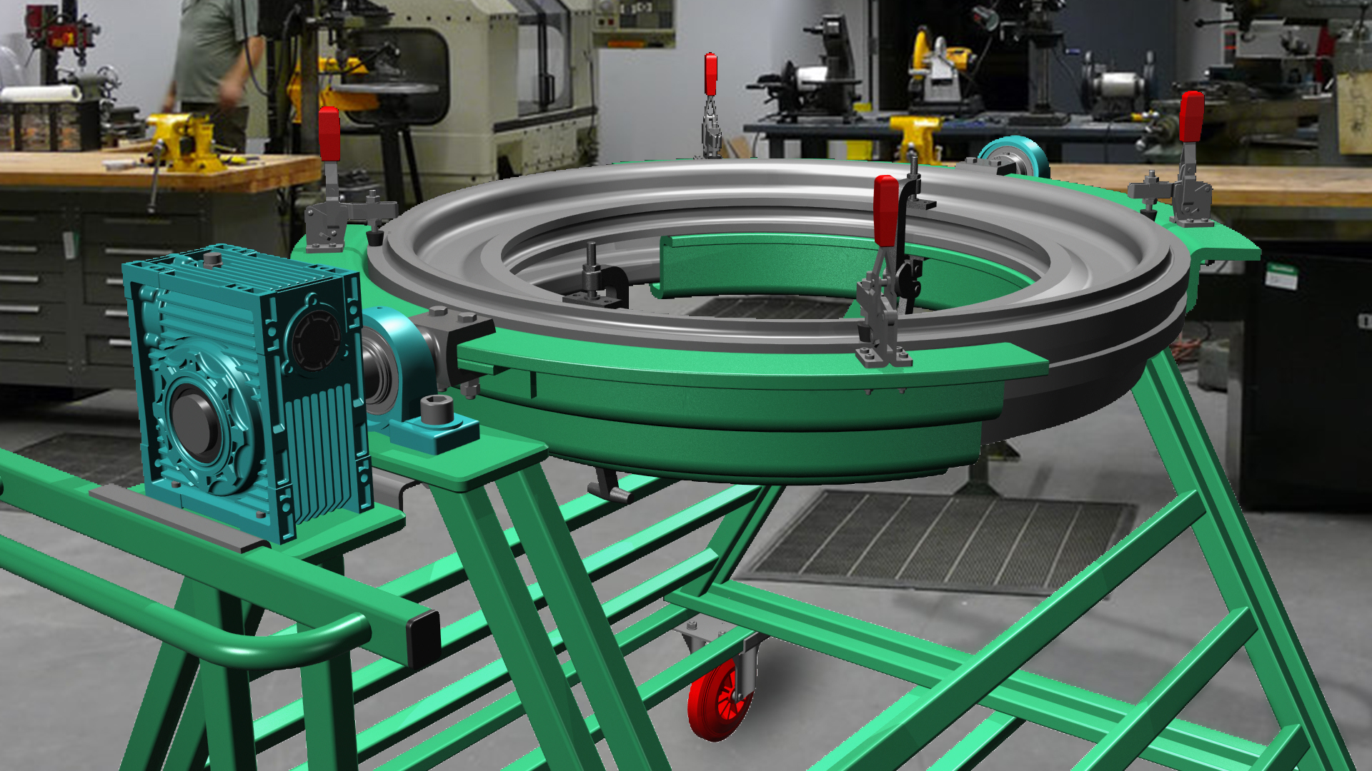 推车设计用于携带重量为 200 公斤的钢盘