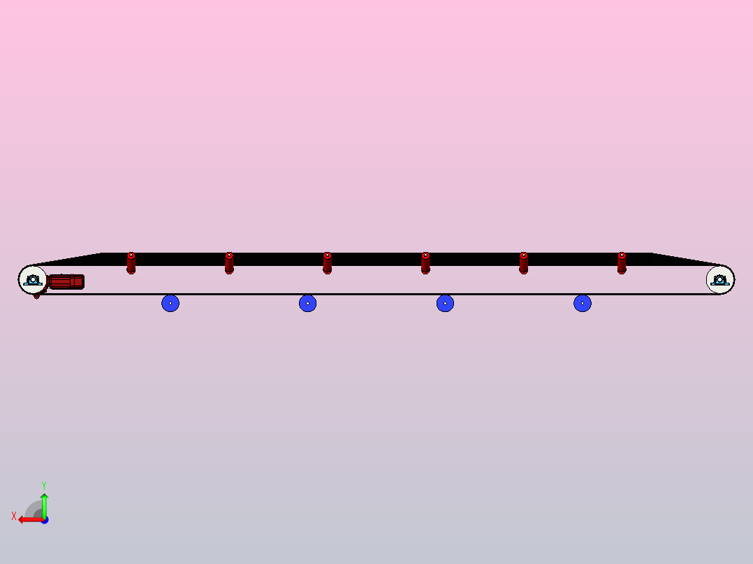 皮带输送机B = 1000，L = 10后视图