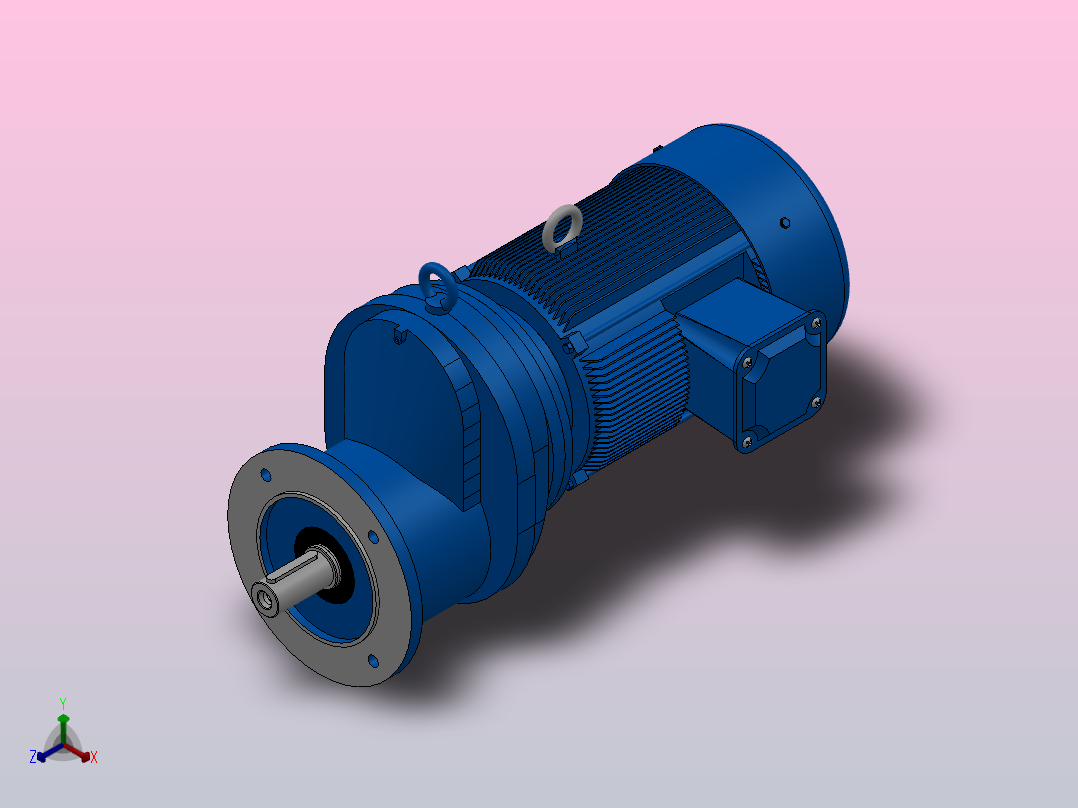 RXF77法兰轴伸式安装斜齿轮减速机RX77-Y1.1-4P-90S-M1-0°-Φ200正等轴测图