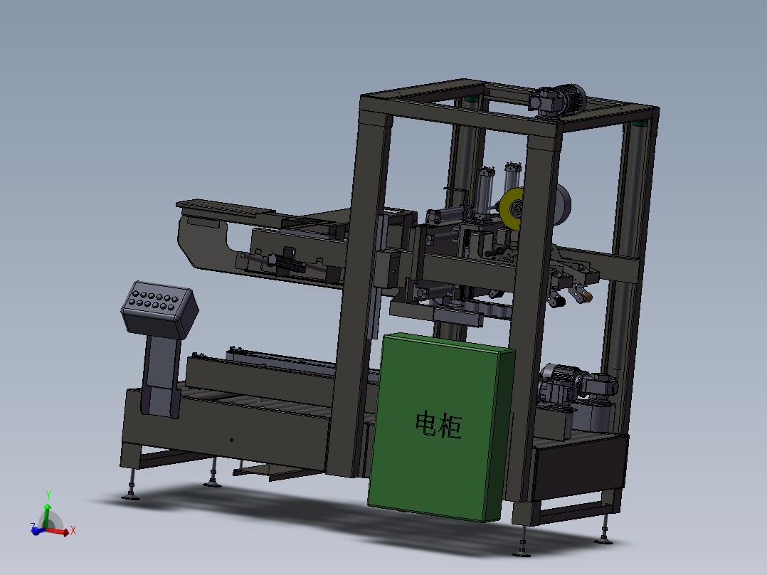 10款胶带封箱机纸盒包装机3d图一字封箱机四角边封箱打包机3d模型
