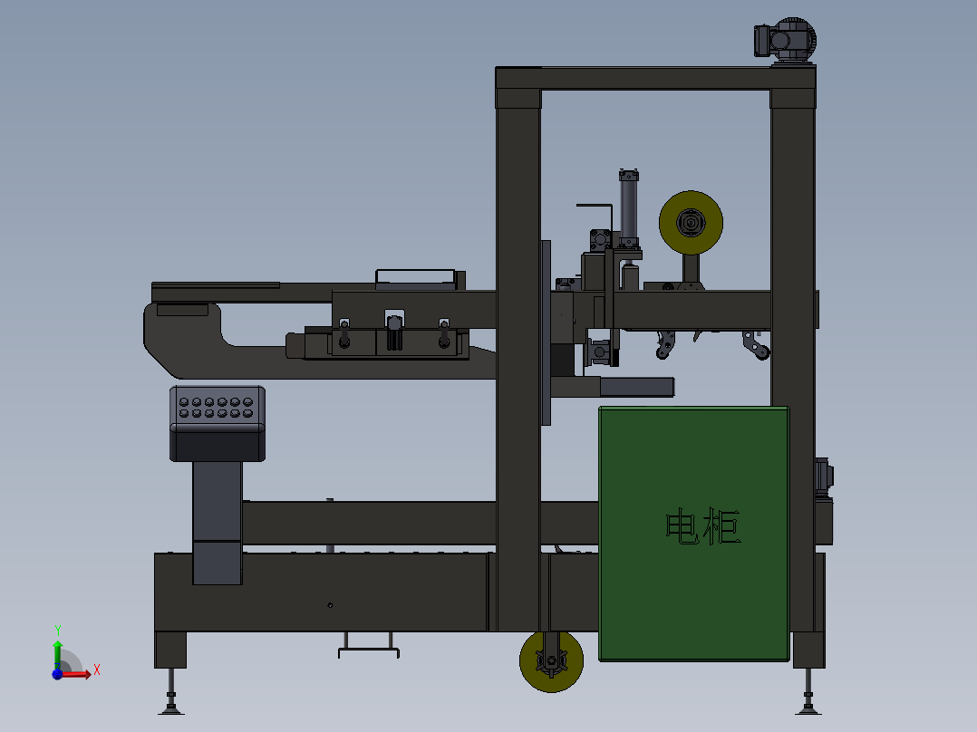10款胶带封箱机纸盒包装机3d图一字封箱机四角边封箱打包机3d模型前视图