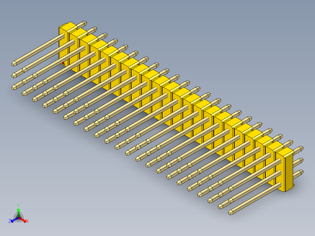 彩色公头100mil（2.54mm）系列-DS1021_yellow_3x22p_100mil_Type5_rev1.0主视图