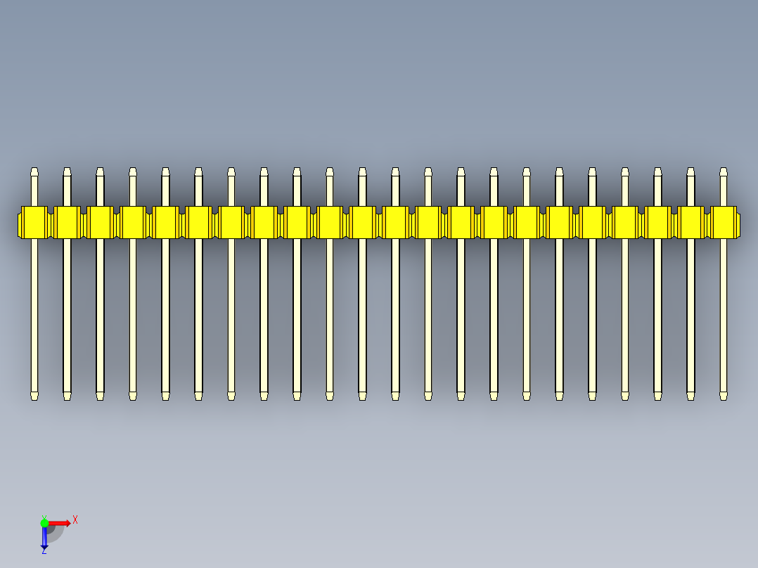 彩色公头100mil（2.54mm）系列-DS1021_yellow_3x22p_100mil_Type5_rev1.0俯视图