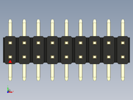 彩色公排针 100mil 2.54mm 系列-DS1022_black_18p_100mil_TypeSMT_rev1.0前视缩略图