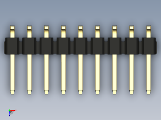 彩色公排针 100mil 2.54mm 系列-DS1022_black_18p_100mil_TypeSMT_rev1.0俯视缩略图