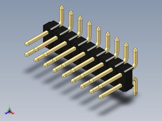 彩色公排针 100mil 2.54mm 系列-DS1022_black_18p_100mil_TypeSMT_rev1.0正等轴测缩略图
