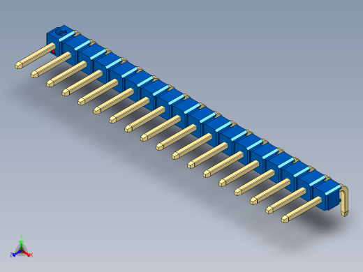 彩色公排针 100mil 2.54mm 系列-DS1022_blue_1x18p_100mil_TypeD_rev1.0