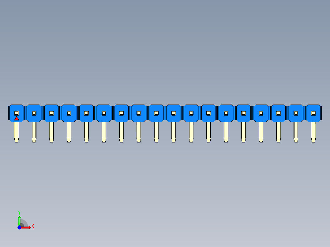 彩色公排针 100mil 2.54mm 系列-DS1022_blue_1x18p_100mil_TypeD_rev1.0前视图